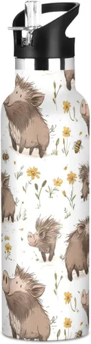 Miniatura 17 de Funny Gorilla White Vacuum Insulated Sports Water Bottle Keeps Hot and Cold with Straw Leakproof BPA Free for Gym Sports 11