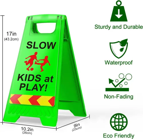 Miniatura 3 de Paquete de 2 señales de seguridad para niños en juego para la calle, señales de seguridad para niños en juego con cinta reflectante de 44.5 cm
