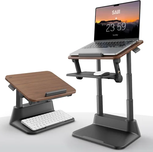 SAIJI Soporte para computadora portátil para escritorio, elevador estable para laptop con alfombrilla de mouse plegable, soporte de computadora de