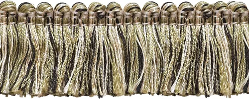 Miniatura 8 de DÉCOPRO Colección Imperial de 1 1/2" (3.5cm) Borde de flecos # 0150IB, rosa de verano #3549 (rosa claro, marfil blanco, verde azul) paquete de 5