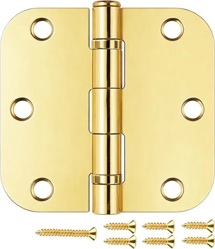 Miniatura 11 de Bisagras de puerta de latón satinado de 3.5 x 3.5 pulgadas, bisagras de puerta doradas interiores para puertas, paquete de 18 bisagras de puerta