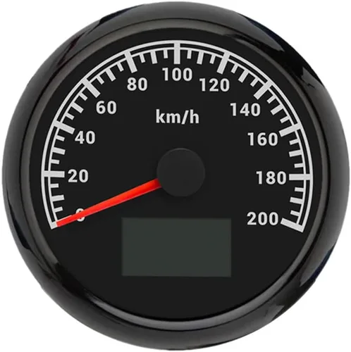 Miniatura 19 de ELING Velocímetro GPS de 3 3/8 pulgadas (3.346 in) 0-200 MPH con kilometraje total Tripmeter Curso sobre el suelo 12V 24V con 8 colores Negro+Negro