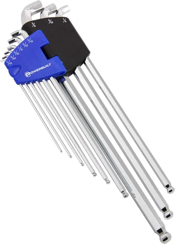 Miniatura 7 de Powerbuilt Juego de llaves hexagonales de extremo de bola de brazo largo métrico de 9 piezas, llave Allen, brazo extralargo, extremo de bola