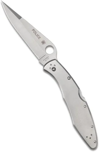 Miniatura 10 de Spyderco Cuchillo de bolsillo plegable Police con hoja de acero VG-10 de 4.2" pulgadas y mango de acero inoxidable - Cuchillo EDC para hombres