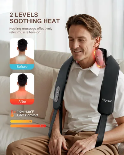 Miniatura 3 de Masajeador de cuello inalámbrico con calor, masajeador de cuello y hombro shiatsu para alivio del dolor de tejido profundo, 2 áreas