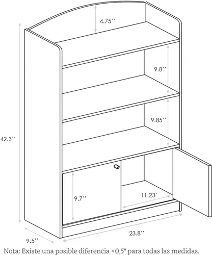 Miniatura 4 de Furinno LOVA - Estantería con gabinete de almacenamiento, librero con puerta, 11.8 x 23.6 x 37.3 pulgadas, para sala de estar, dormitorio, oficina