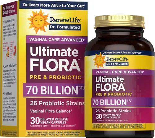 Renew Life Ultimate Flora Probiotics for Women 70 mil millones de UFC Cápsulas veganas de liberación retardada | Formulado por médicos | Vaginal |