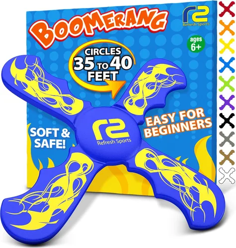 Miniatura 13 de Juguetes al aire libre para niños Boomerang – Divertidos regalos para niños de 6 años y juguetes voladores suaves para niños de juego en interiores