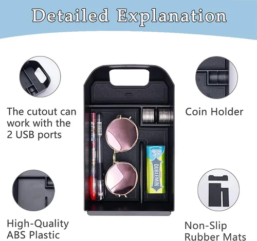 Miniatura 4 de JDMCAR Organizador de bandeja de consola central compatible con accesorios Toyota RAV4 2025 2024 2023 2022 2021 2020 2019 y 2021-2025 RAV-4 Prime