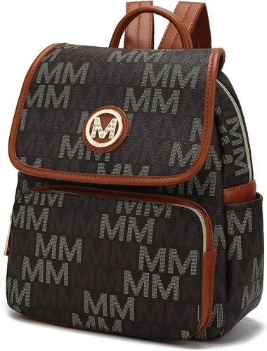 MKF - Mochila para mujer de cuero vegano con asa superior, bolsa de viaje a la moda, mochila