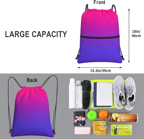 Miniatura 3 de Mochila deportiva con cordón ajustable, duradera, impermeable, ligera, para hombres y mujeres, Gradiente, Mochilas Tradicionales