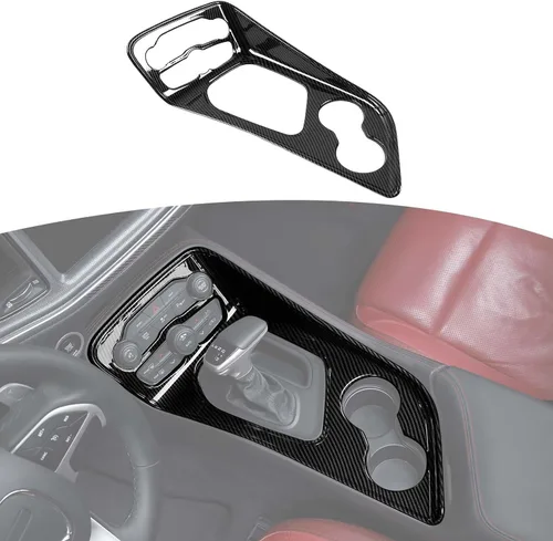 RT-TCZ para Challenger Cubierta de Recorte de Panel de Cambio de Marchas de Fibra de Carbono de la Consola Central para Dodge Challenger 2015-2023