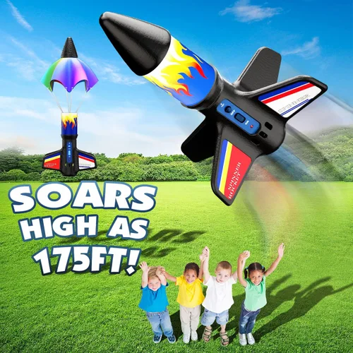 Miniatura 3 de Lanzador volador para niños, juguetes voladores eléctricos con recuperación de paracaídas, juguete ecológico con relanzamiento ilimitado, gran
