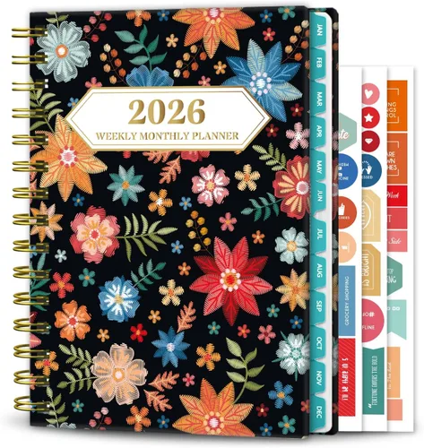 Ymumuda Agenda 2026, agenda diaria semanal y mensual, enero de 2026 a diciembre de 2026, 8.4 x 6.3 pulgadas, calendario 2026 con pestañas, cuaderno