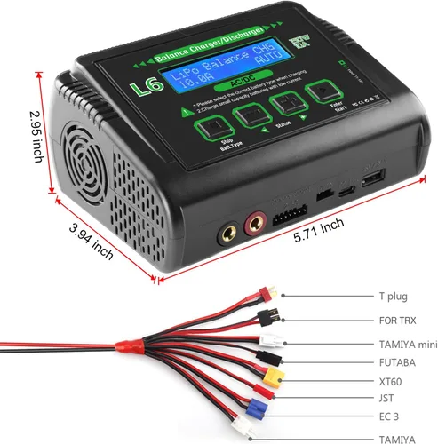 Miniatura 3 de Lipo - Cargador de batería de 150 W 10 A, cargador rápido de equilibrio para batería LiPo/Li-ion/Life (1-6s) NiMH/NiCd (1-15s) Pb Batería Verde