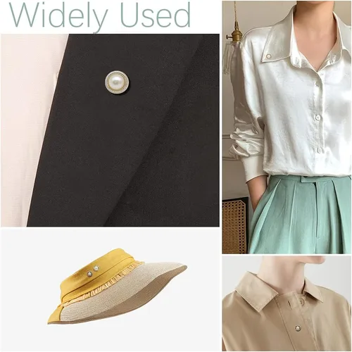 Miniatura 7 de Broche de camisa para mujer, 80 piezas, 10 estilos, botones para cubrir, botón de perla, broche de seguridad, botones para ropa, suministros