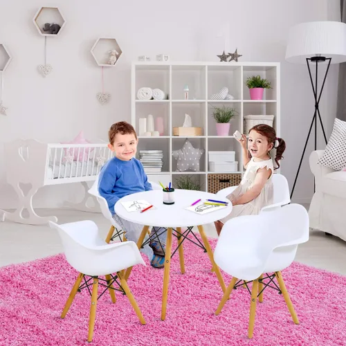 Miniatura 7 de Costzon Juego de mesa y silla para niños, juego de mesa de estilo moderno de mediados de siglo con sillones para niños pequeños, juego de mesa