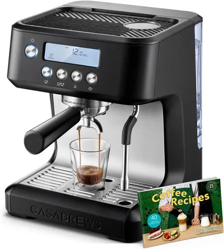 CASABREWS Máquina de café expreso ultra con pantalla LCD, cafetera de espresso de 20 barras con potente espumador de leche, temperatura de