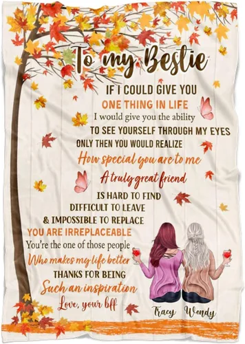 Miniatura 14 de Manta de mejor amiga con nombre personalizable con texto en inglés «To My Bestie I Love You», regalo personalizado de cumpleaños y amistad