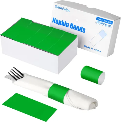 Miniatura 14 de Germiwipe - 2500 servilletas negras, servilleteros de papel autoadhesivos, bandas de cubiertos perfectas para fiestas de cumpleaños, bodas