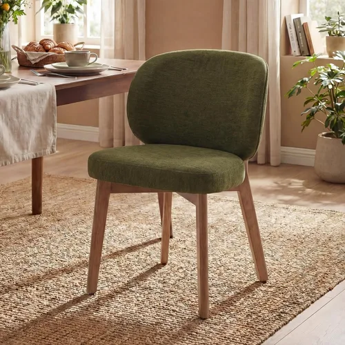 Miniatura 16 de YOUNIKE Silla de comedor con respaldo alto, silla única de cocina estilo moderno de mediados de siglo, silla acentuada sin brazos de tela bouclé
