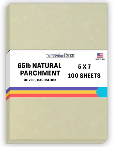 Miniatura 40 de 25 hojas de papel de cubierta de pergamino natural de 65 libras de 8.5 x 11 pulgadas, hojas de colores con peso de cartulina de 8.5 x 11 pulgadas