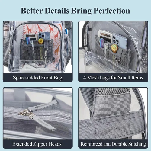 Miniatura 8 de PACKISM Mochila transparente resistente, para estudiantes, escuela