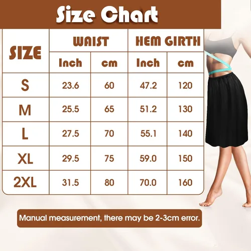 Miniatura 7 de Zhanmai 3 piezas de medias ranuras para debajo de los vestidos, falda extensores, falda para mujer, medio deslizante, satén, antiestática, encaje