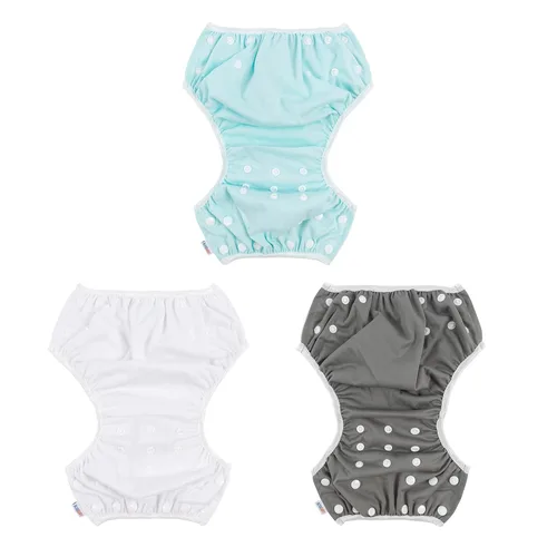 Miniatura 127 de Alva, Pañales de bebé para nadar, paquete de 2 unidades, talle único, reutilizable, lavable y ajustable de 0 a 36 meses. Tamaño de 10 a 40 lbs