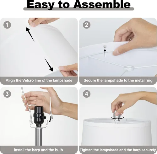 Miniatura 6 de Rinweey Lámpara de mesa negra de 27 pulgadas, lámpara de sala de estar con control táctil de 3 vías con puertos USB A+C, moderna lámpara de noche