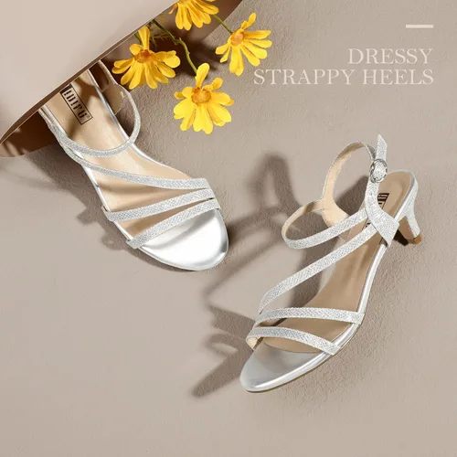Miniatura 5 de IDIFU Sandalias elegantes con tirantes delgados de 2 pulgadas para mujer, tacón bajo de gatito, puntera abierta, zapatos de vestir para mujer y dama