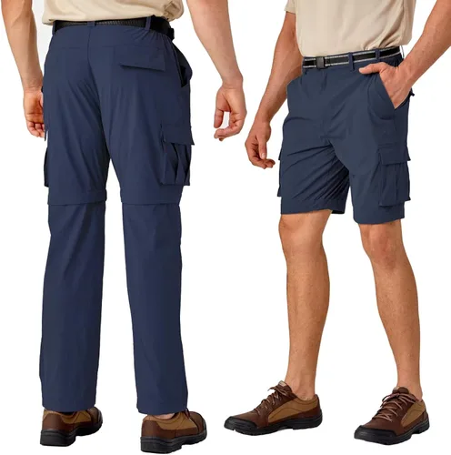 Miniatura 2 de MAGCOMSEN Pantalones de senderismo para hombre, 5 bolsillos grandes, convertibles, con cremallera, de secado rápido, ligeros, pantalones de trabajo