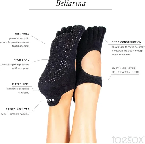 Miniatura 4 de ToeSox Bellarina - Calcetines antideslizantes con puntera completa para ballet, yoga, pilates, puntera de barra