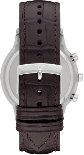 Miniatura 3 de Emporio Armani Reloj de vestir de acero inoxidable para hombre con movimiento de cuarzo, Cronógrafo de cuero plateado y marrón, Movimiento de cuarzo