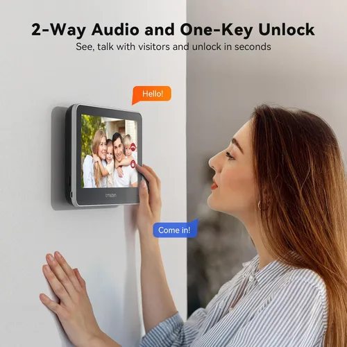 Miniatura 8 de Tmezon Timbre de video inalámbrico con cámara y monitor, sistema de intercomunicación WiFi, cámara 1080P con monitor, video portero con pantalla