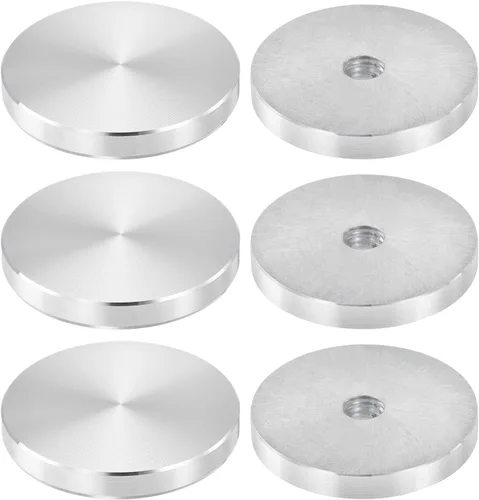 Miniatura 6 de uxcell M6 Rosca 0.787 in de diámetro de forma redonda de aluminio disco hardware 1pcs, aluminio círculo disco vidrio adaptador superior para mesa