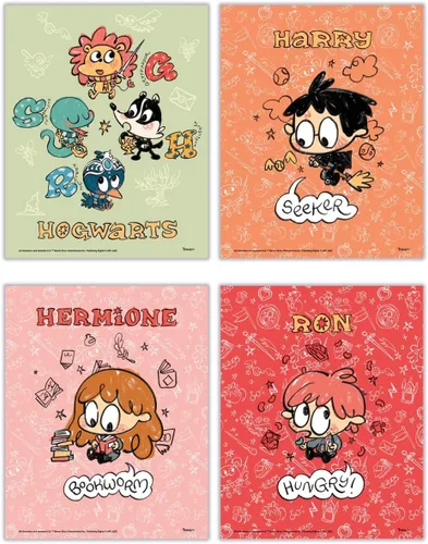 Miniatura 32 de Harry Potter - Banderas de la casa de Hogwarts - Gryffindor - Slytherin - Ravenclaw - Hufflepuff - Diseño geométrico - Juego de cuatro arte de pared