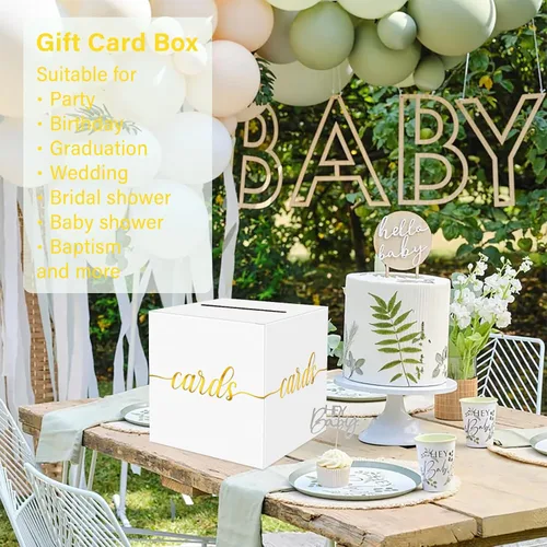 Miniatura 6 de 1 Paquete Caja de Tarjetas Negra y Dorada para Fiesta, Caja de Tarjetas de Regalo Negra de 8.7" para Cumpleaños, Boda, Baby Shower, Jubilación