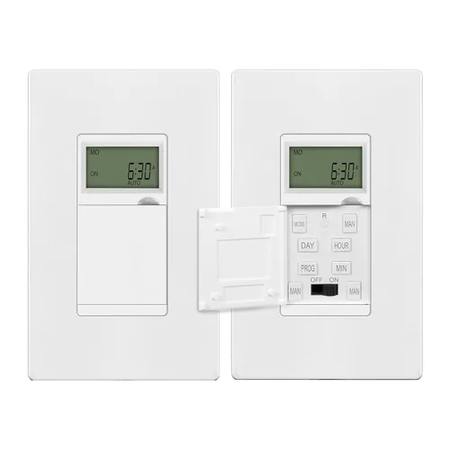 ENERLITES Interruptor temporizador digital programable para luces, ventiladores, motores, 7 días 18 ajustes de temporizador de encendido/apagado, un