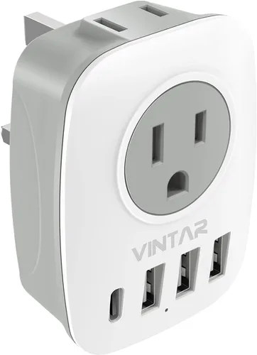 Miniatura 7 de Adaptador de enchufe de EE. UU. a Japón, adaptador de salida VINTAR de 2 clavijas a 3 clavijas con 2 salidas de CA, 3 puertos USB y 1 USB C