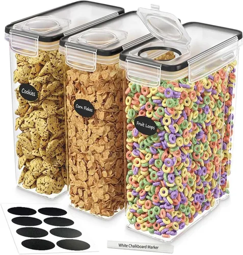Miniatura 10 de DWËLLZA KITCHEN Contenedores de Almacenamiento de Cereales EXTRAGRANDES (6.3L / 213OZ) Juego de 2 Dispensadores de Cereales a Granel Tamaño Familiar