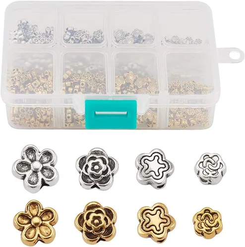Miniatura 16 de Craftdady 300 piezas Cuentas espaciadoras de aleación tibetana dorada antigua 30 estilos surtidos Cuentas de columna poligonal asimétrica, cuentas