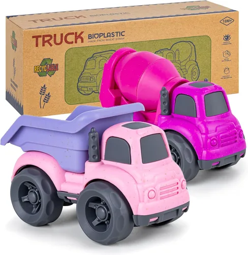 Miniatura 7 de Aigitoy Juguetes de automóvil para niños de 1 a 3 años, sin BPA, sin ftalatos, PVC, camión volquete, cemento mezclador, regalos de Pascua y Navidad