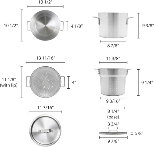 Miniatura 5 de TrueCraftware - Juego de 3 piezas de cocina de aluminio para pasta, de 12 cuartos de galón, olla multiusos para pasta con tapa de colador