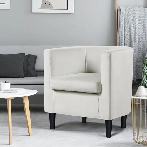 Miniatura 4 de Topeakmart Elegant Style Club Accent - Silla de lectura tapizada de terciopelo para sala de estar, recepción, dormitorio, beige