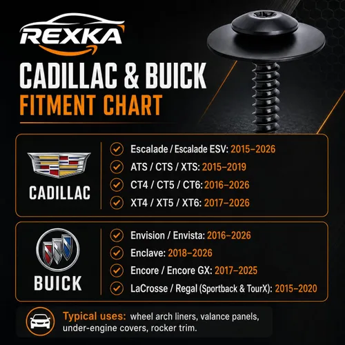 Miniatura 5 de Rexka Tornillo del protector de guardabarros contra salpicaduras 11548270 compatible con GM Chevrolet Camaro Colorado Cruze Equinox Impala Malibu