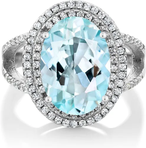 Miniatura 17 de Gem Stone King Anillo de piedra preciosa y piedra natal de 5-10 quilates para mujer Plata de ley 925 Ovalado 14X10MM Anillo de boda
