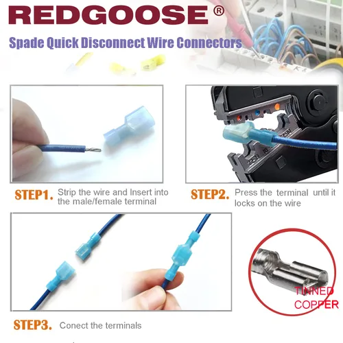 Miniatura 4 de 80 piezas de conectores de cable de desconexión rápida de pala, terminal de crimpado de cable macho y hembra de 22-10 AWG