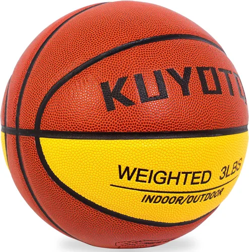 Miniatura 2 de KUYOTQ 3LBS/3.3LBS/2.2LBS Weighted Heavy Training Basketball 29.5/28.5" in and Outdoor Improving Handling Dribbling Passing Rebounding Skill marrón