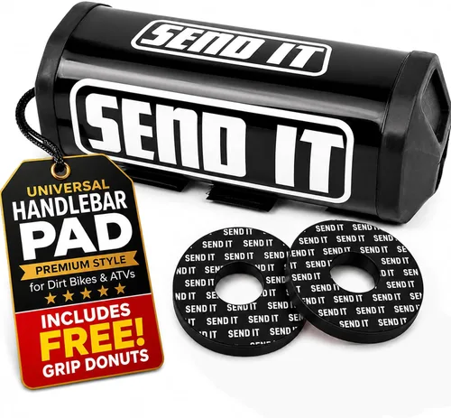 Miniatura 11 de SEND IT Almohadilla de manillar con DONUTS GRATIS Handlebar para bicicleta de cross ATV Crossbar (Negro, Pit Bike)